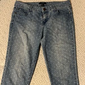 Mid rise polka dot skinny jeans